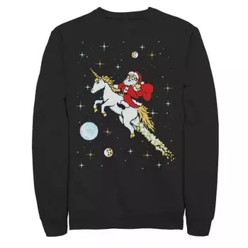 Мужской флисовый пуловер с рисунком единорога для верховой езды Space Pixel Santa Christmas Licensed Character