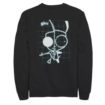 Мужской флисовый пуловер с рисунком Invader Zim X-Ray Schematic GIR Nickelodeon, черный