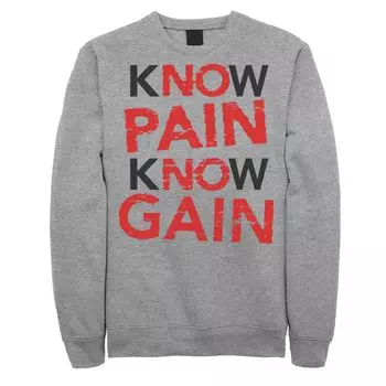 Мужской флисовый пуловер с рисунком Know Pain Know Gain Word Stack Licensed Character