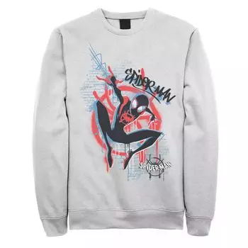 Мужской флисовый пуловер с рисунком Marvel Spiderverse сине-красного кирпича и граффити