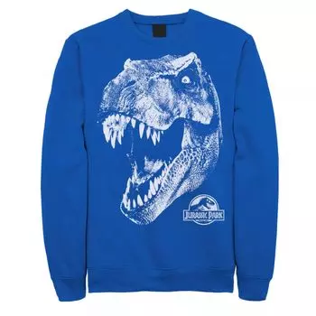 Мужской флисовый пуловер с рисунком «Парк Юрского периода» T-Rex White Head Roaring Licensed Character