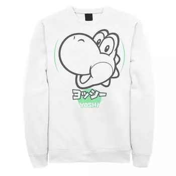 Мужской флисовый пуловер с рисунком в стиле кандзи Nintendo Super Mario Yoshi Silhouette Licensed Character