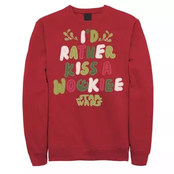 Мужской флисовый пуловер с рождественским принтом «Rather Kiss A Wookie» Star Wars