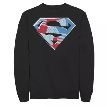 Мужской флисовый свитер с логотипом DC Comics Superman и вырезом на груди Licensed Character, черный