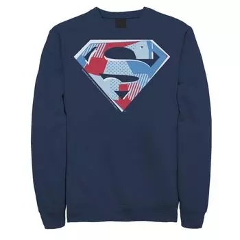 Мужской флисовый свитер с логотипом DC Comics Superman и вырезом на груди Licensed Character, синий