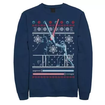 Мужской флисовый свитер «Звездные войны» Vader Luke Clash Ugly Christmas Sweater Licensed Character, синий