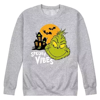 Мужской флисовый свитшот Dr. Seuss Grinch Spooky Vibes Licensed Character, цвет Heather Gray