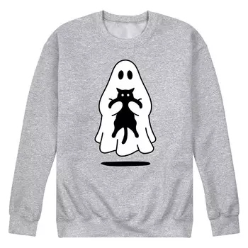 Мужской флисовый свитшот Ghost Holding Black Cat Licensed Character, цвет Heather Gray