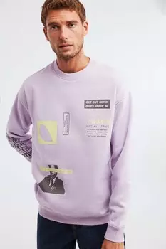 Мужской флисовый свитшот Midtown с многопозиционным принтом и большой декоративной маркировкой GRIMELANGE, фиолетовый