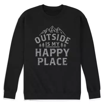Мужской флисовый свитшот Outside Is My Happy Place Licensed Character