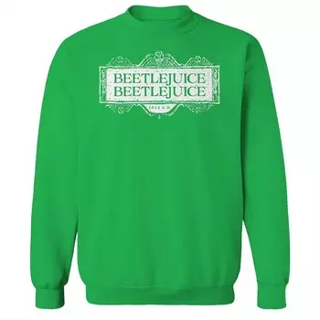 Мужской флисовый свитшот с логотипом Beetlejuice Beetlejuice и графикой Crew Licensed Character, цвет Irish Green