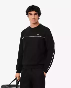 Мужской флисовый свитшот с отделкой логотипом Lacoste, чёрный