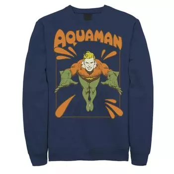 Мужской флисовый свитшот с простым текстом и логотипом DC Comics Aquaman, Blue Licensed Character, синий