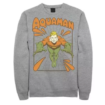 Мужской флисовый свитшот с простым текстом и логотипом DC Comics Aquaman Licensed Character