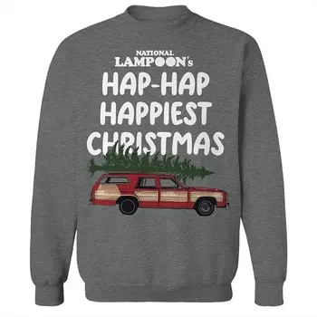 Мужской флисовый свитшот с рисунком «Happiest Christmas National Lampoon's Christmas Vacation» Licensed Character, цвет Graphite Heather