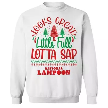 Мужской флисовый свитшот с рисунком Lotta Sap National Lampoon's Christmas Vacation Licensed Character, белый