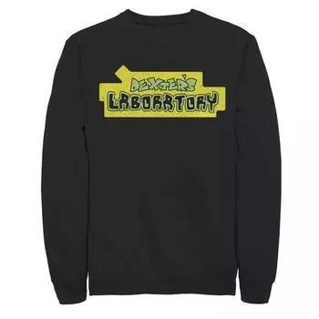 Мужской флисовый топ с официальным логотипом Dexter's Laboratory Licensed Character, черный