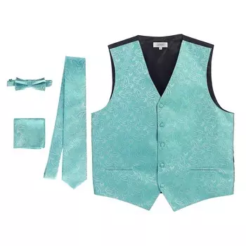 Мужской формальный жилет Gioberti из 4 предметов с узором пейсли, галстук-бабочка и нагрудный платок, цвет Mint