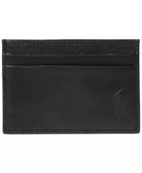 Мужской футляр для карт и зажим для денег из шагреневой кожи Polo Ralph Lauren, черный
