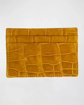 Мужской футляр для карт из кожи аллигатора Abas, цвет Mustard Yellow