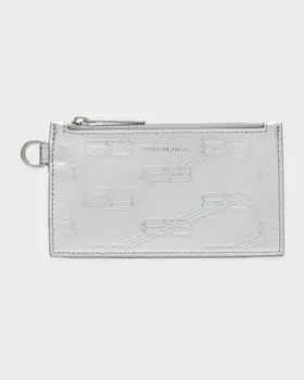 Мужской футляр для карт с тиснением и монограммой на брелке в коробке Balenciaga