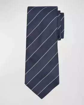 Мужской галстук в полковую полоску Brunello Cucinelli, цвет Blue/White