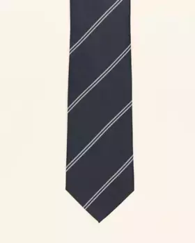 Мужской галстук в полковую полоску темно-синего цвета PuroEgo, коричневый