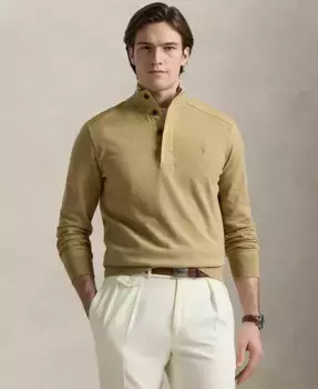 Мужской гибридный пуловер с воротником-стойкой Polo Ralph Lauren, коричневый/бежевый