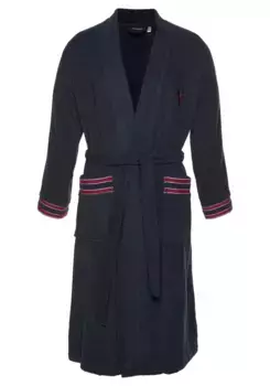 Мужской халат Bruno Banani "Рой" (1 шт.), с контрастными полосками, халат, хлопок, S-4XL, цвет морской волны