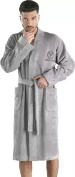 Мужской халат CARLO COLUCCI "Vito" (1 шт.), вышивка логотипа Carlo Colucci на груди и логотип на рукавах, серебристый