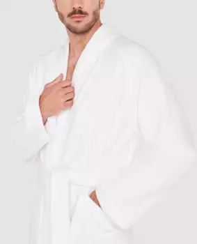 Мужской халат из гладкого хлопка Lohe, белый