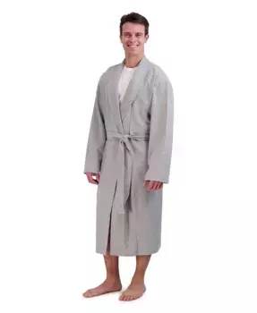 Мужской халат из вафельной хлопковой ткани Hanes, серый