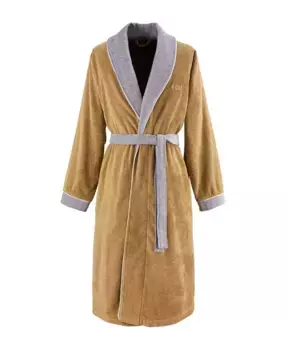 Мужской халат из велюрового хлопка Lord Boss Home, коричневый/бежевый