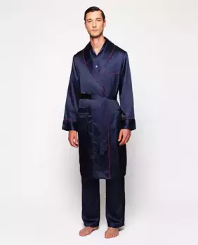 Мужской халат с запахом Mirto, темно-синий