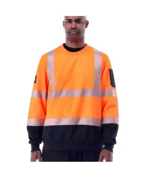 Мужской HiVis свитшот с рефлективной лентой — высоковидимый безопасный пуловер RefrigiWear, оранжевый
