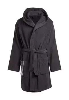 Мужской хлопковый халат с капюшоном Adidas, черный