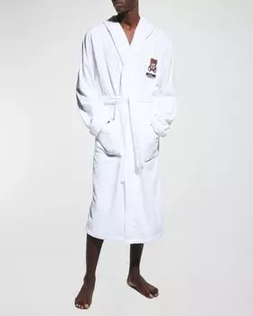 Мужской хлопковый халат с вышивкой Underbear Moschino, цвет White