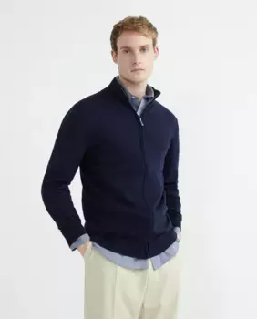 Мужской хлопковый кардиган на молнии Rushmore, темно-синий