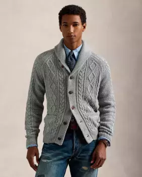 Мужской хлопковый кардиган на пуговицах Polo Ralph Lauren, серый