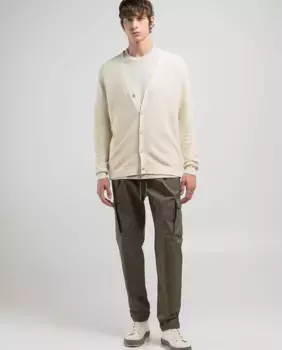 Мужской хлопковый кардиган на пуговицах с V-образным вырезом Replay, цвет Crudo