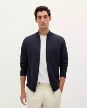 Мужской хлопковый кардиган с застежкой-молнией Scalpers, тёмно-синий