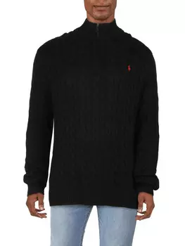 Мужской хлопковый пуловер с ребристой отделкой Big & Tall Polo Ralph Lauren, черный