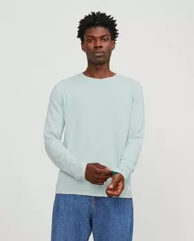 Мужской хлопковый свитер BCI с круглым вырезом Jack & Jones, темно-синий