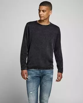 Мужской хлопковый свитер BCI с круглым вырезом Jack & Jones, темно-серый