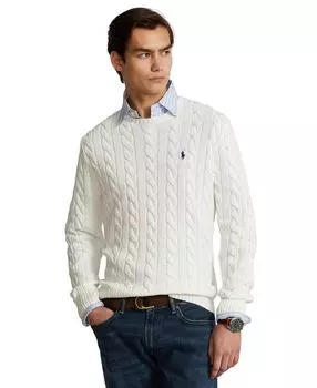Мужской хлопковый свитер косой вязки Polo Ralph Lauren, белый