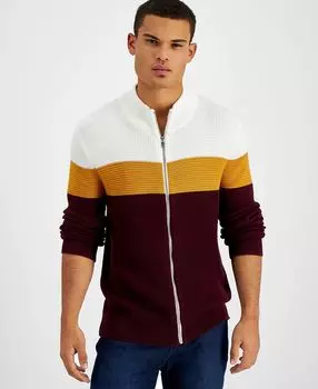 Мужской хлопковый свитер с цветными блоками и молнией во всю длину, созданный для macy's INC International Concepts