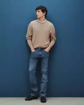 Мужской хлопковый свитер с круглым вырезом Dustin, бежевый