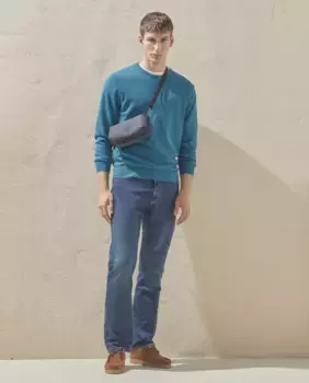 Мужской хлопковый свитер с круглым вырезом Dustin, синий