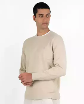Мужской хлопковый свитер с круглым вырезом Makarthy, бежевый