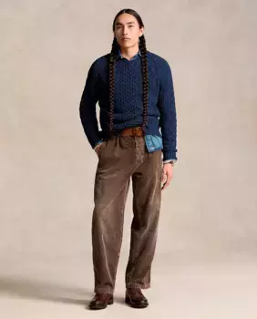 Мужской хлопковый свитер с круглым вырезом Polo Ralph Lauren, цвет Azul Real